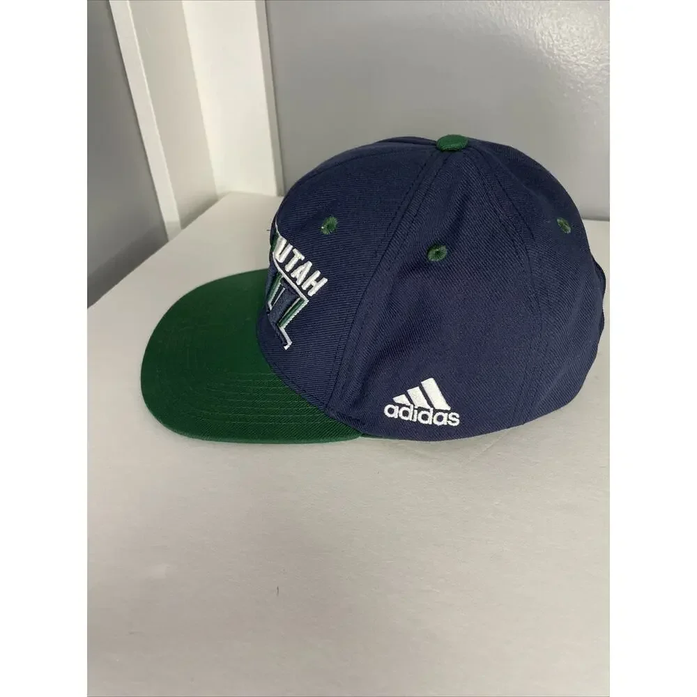 Adidas Utah Jazz Snap Back Hat Green Bill Blue Cap Embroidered Men’s